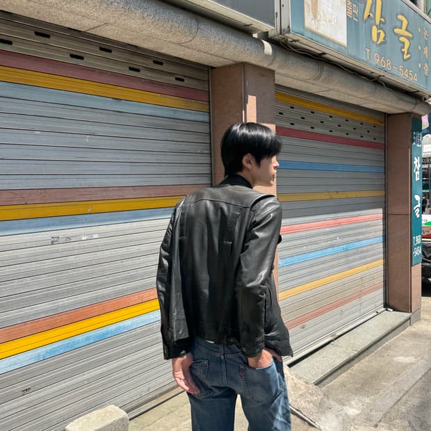 Guess lambskin leather jacket(hedi vibe)