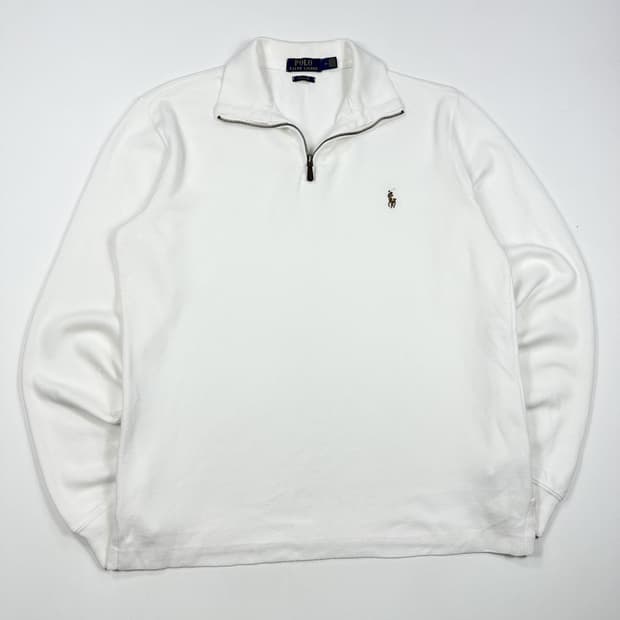 폴로 랄프로렌 클래식 반집업 니트 화이트 M