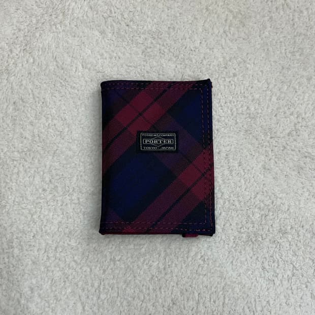 포터 타탄체크 스트랩 카드지갑