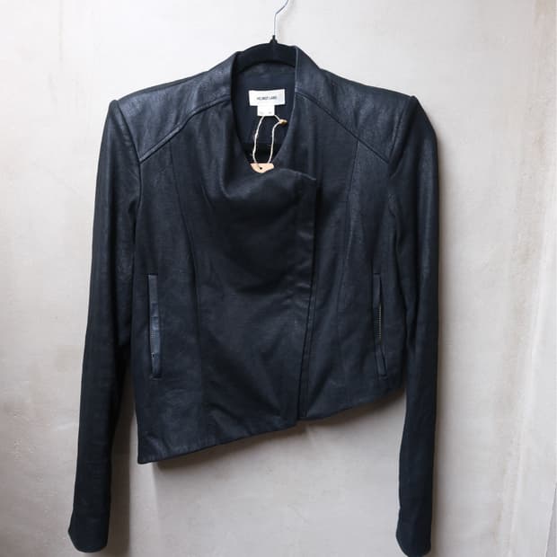 Helmut lang 비대칭 레더 자켓 m