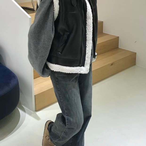 ARCOIRIS 코이 무스탕 조끼 레더 양털 베스트 자켓 판매