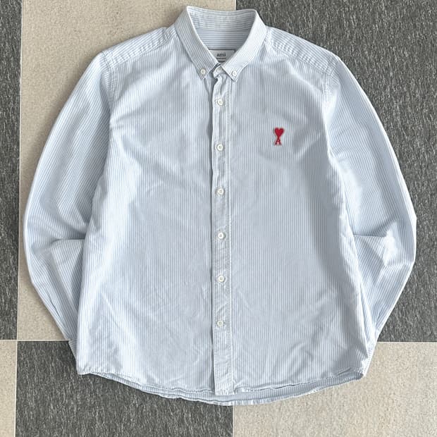 아미 하트로고 스트라이프 셔츠 