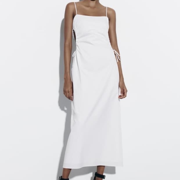 ZARA 자라 개버딘 슬립 원피스 끈나시 롱 원피스 M