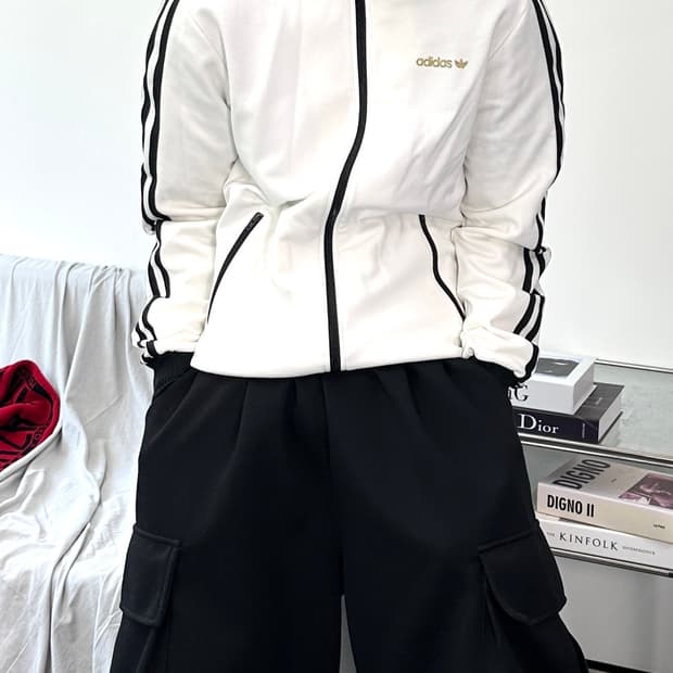 아디다스 00s 블랙 화이트 베켄바우어 트랙탑 져지 M