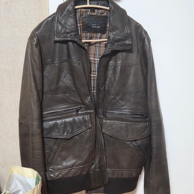 자라 염소가죽 리얼레더자켓 L