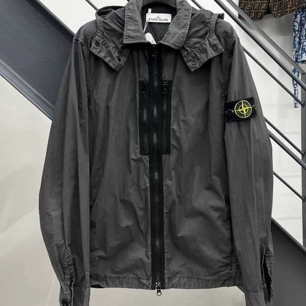 스톤아일랜드 와펜 차콜 후드 셔츠 자켓