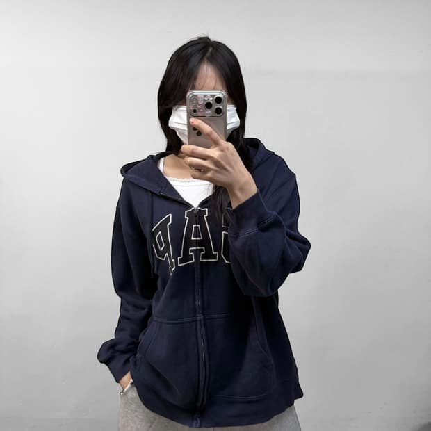 갭 Gap 스펠 로고 후드 집업 네이비