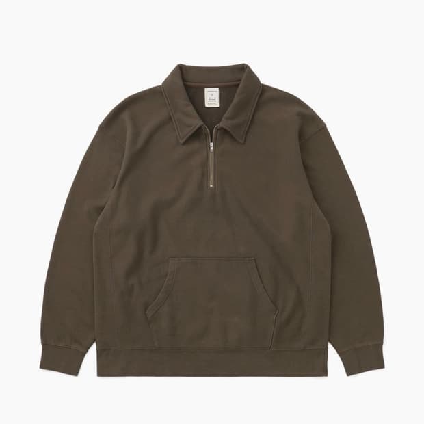 카키스 쿼터 집업 풀오버 브라운