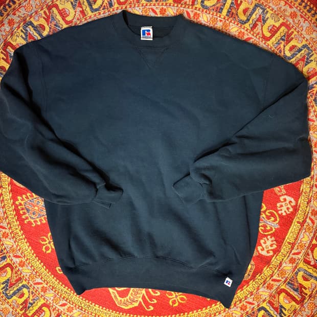 90s 미제 러셀 빈티지 맨투맨 스웻셔츠 다크그린