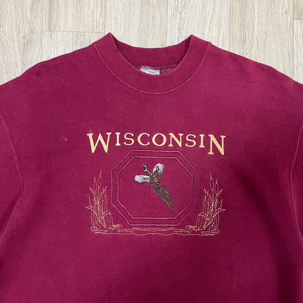 100~105) 90's 후르츠오브더룸 위스콘신 맨투맨(미국제)