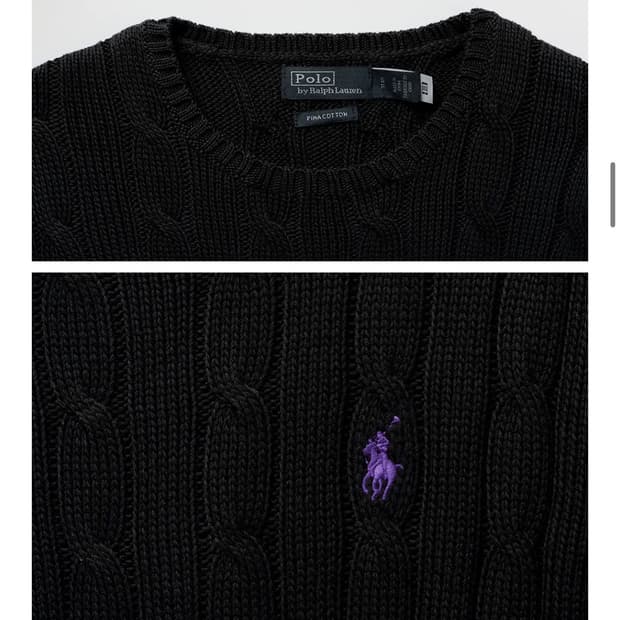 폴로 랄프 로렌 코마면사 크루넥 스웨터 BLACK xs