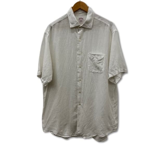 브룩스 브라더스 화이트 리넨 반팔 셔츠