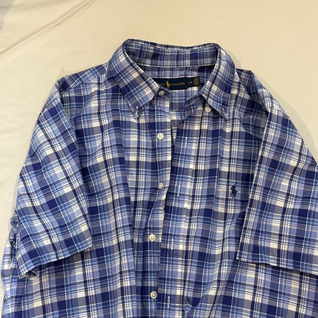폴로 랄프로렌 블루 체크 셔츠 M