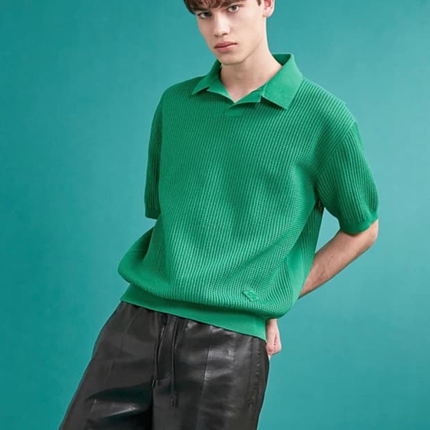 [한섬] 시스템옴므 아일렛 펀칭 반팔 니트