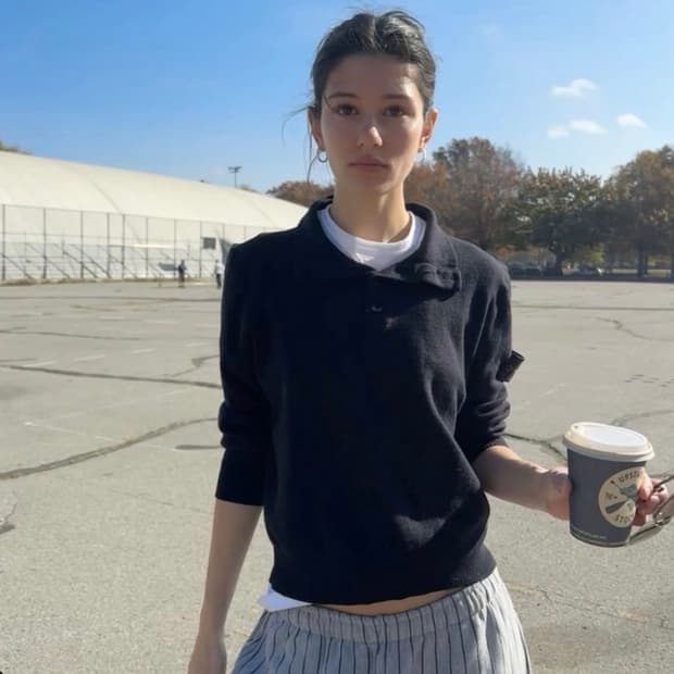 스톤아일랜드 반집업 니트 스웨터 M