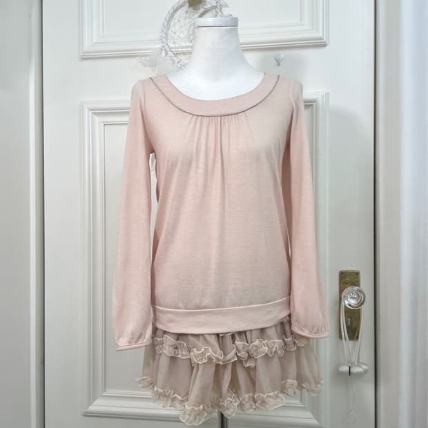coralpink back bow shirring cotton top