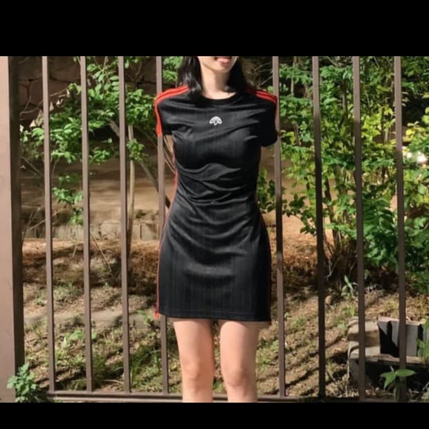 (XS) 아디다스 알렉산더왕 파이어버드 트랙 저지 원피스 드레스
