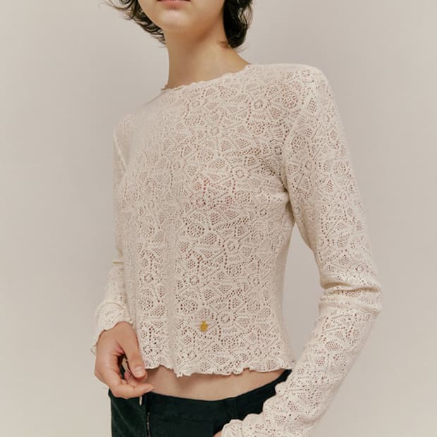 오버듀플레어 크로셰 니트 아이보리