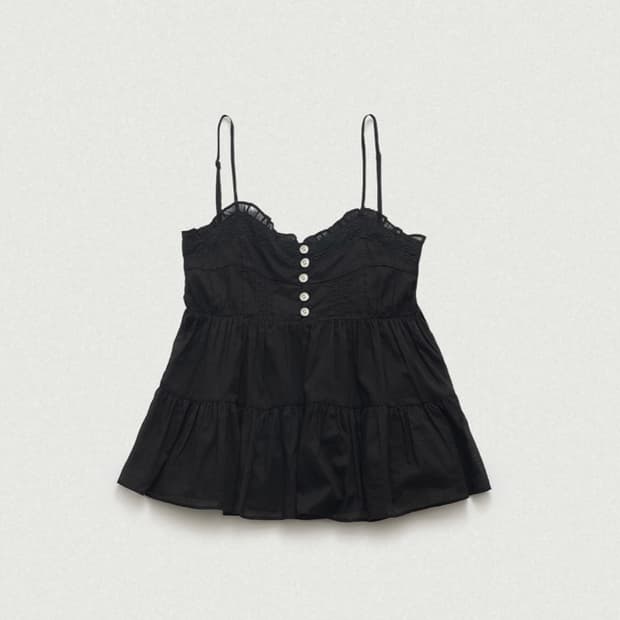 더바넷 Oa Frill Sleeveless Top Black