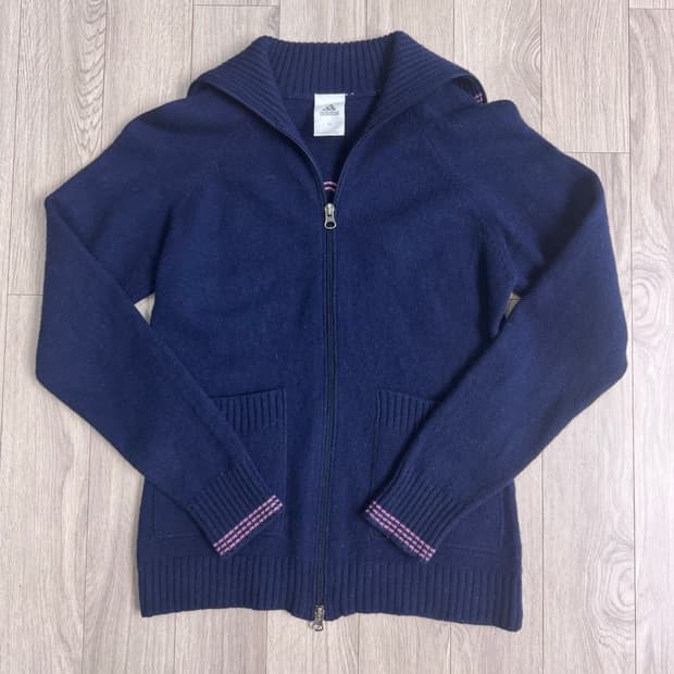 아디다스 Y2K 네이비 핑크 니트 집업