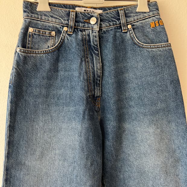 엠에스지엠 MSGM 여성 중청 와이드핏 데님팬츠 9부팬츠