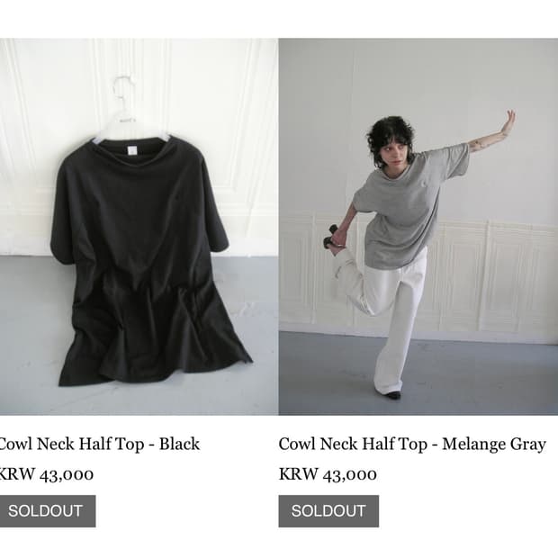 구해요 에옹쓰 반팔 티셔츠 Cowl Neck Half Top 