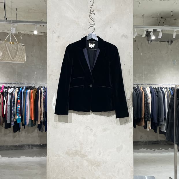 3.1 필립림 블랙 클래식 벨벳 크롭 자켓