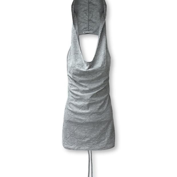 (새상품) 0104 공일공사 레이어드 홀터 롬버스 후드 후디 그레이