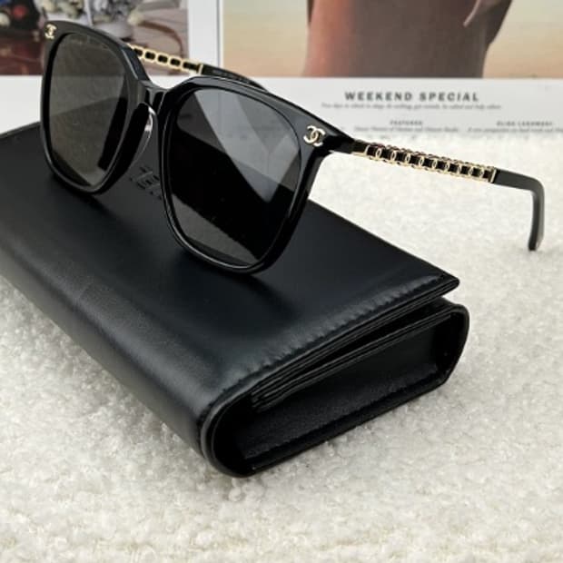 샤넬 정품 선글라스 블랙/골드 풀세트