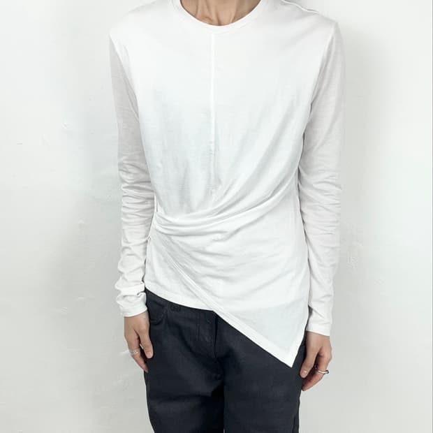 Theory Asymmetric Draped Long Sleeve Tee