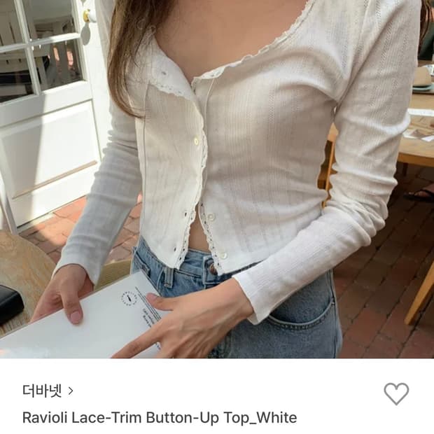 더바넷 레이스 트림 버튼업 탑