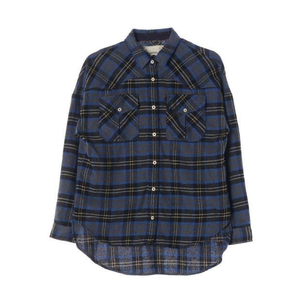 버커루 블루 타탄체크 빈티지 무드 셔츠