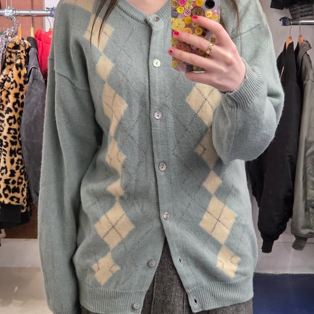 Pringle Scotland wool 아가일 가디건