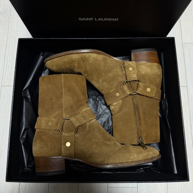 생로랑 스웨이드 모터사이클 하네스 첼시부츠 41.5