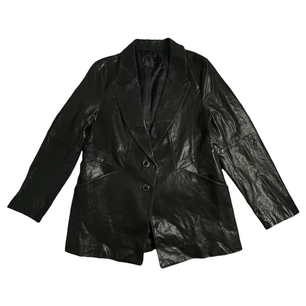 Olivia Lauren 투버튼 레더 블레이저