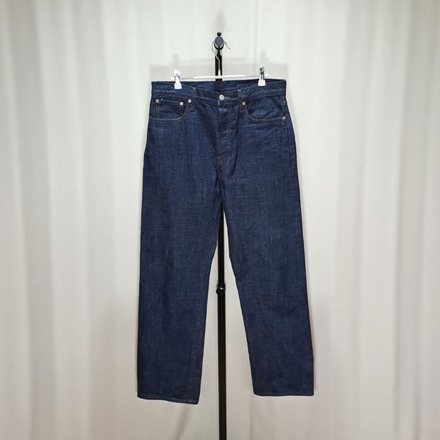 (택포) 아웃스탠딩 30S CINCH 백 셀비지 와이드팬츠 32 B234