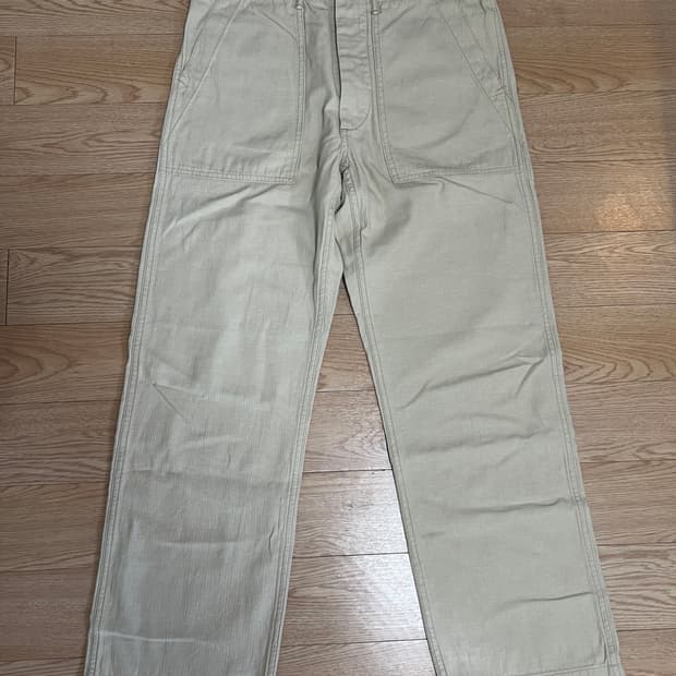 RRL 더블알엘 리미티드 헤링본 퍼티그 팬츠 에크루 30x30 린넨 혼방