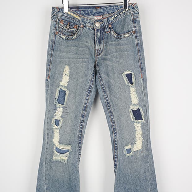 TRUE RELIGION distressed flare pants