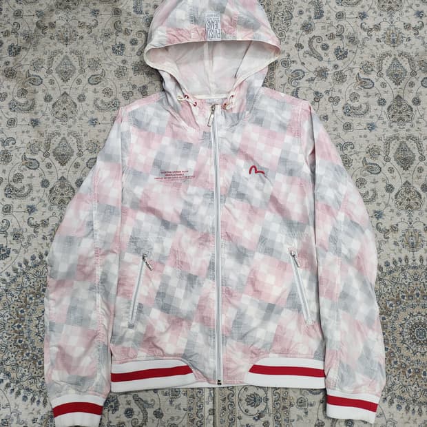 EVISU 에비수 체크 패턴 후드 바람막이 M (55까지)