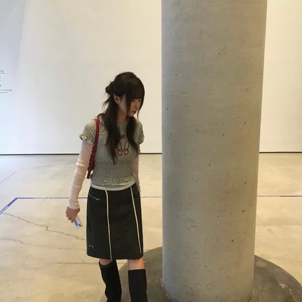 mmw(mmlg우먼) 미디 스커트 차콜