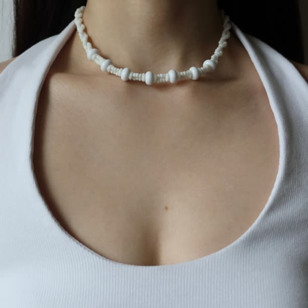 white beads necklace