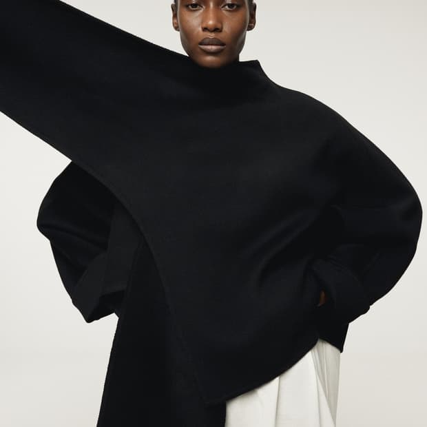 렉토 RECTO 핸드메이드 머플러 코트 블랙