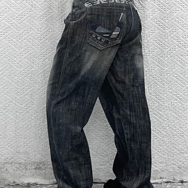 푸부 FUBU 올드스쿨 히피 에스닉 패턴 데님팬츠 35인치 C08751