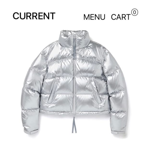 커렌트 숏 푸퍼 패딩 글로시 그레이 F