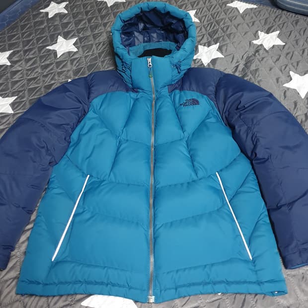 노스페이스 빈티지 덕다운 후드 패딩 블루 (110)