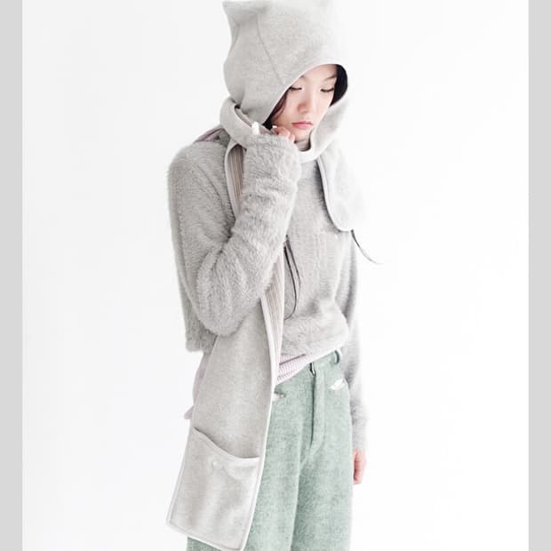 샵페어리 후드 머플러 아이보리