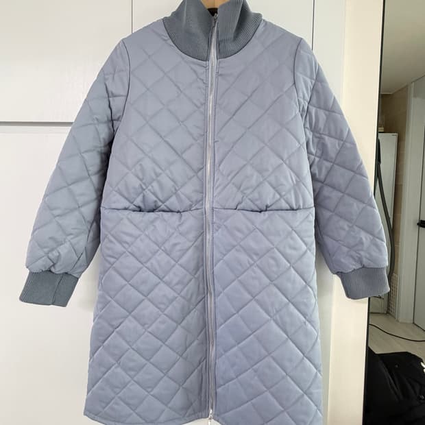 퀼팅 롱 코트 L 라일락