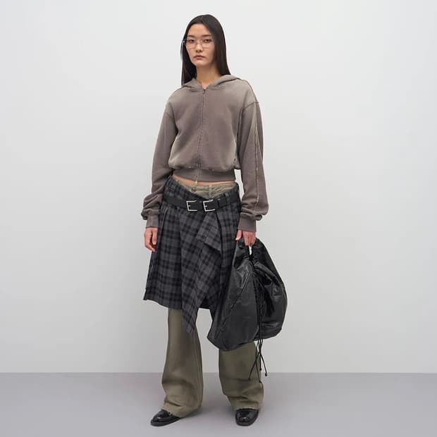 LCDC 플리츠 미디 언발 스커트