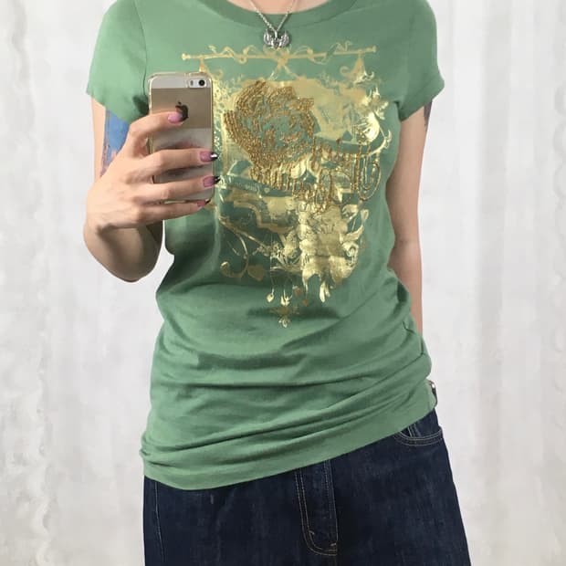 JUICY COUTURE gold graphic top