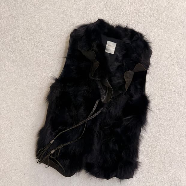 85 BCBG 토끼털 가죽 조끼 0601T1